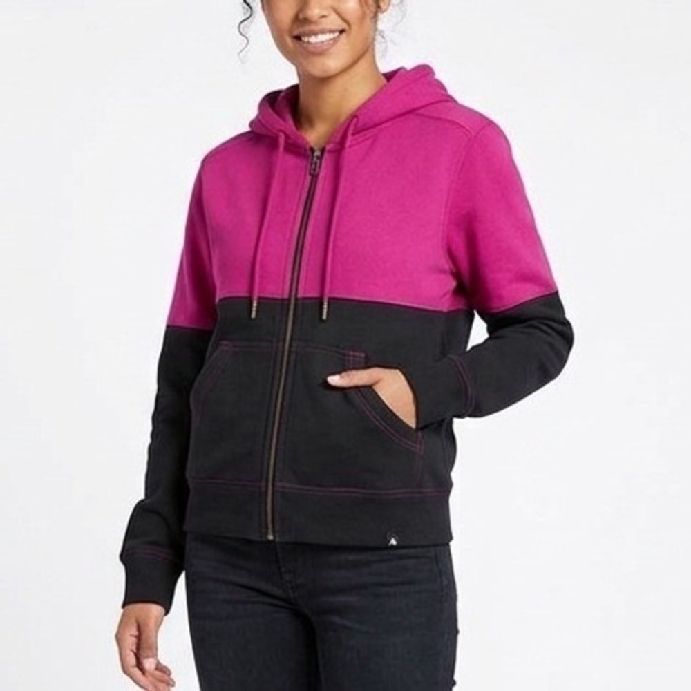 American Giant Classic Hoodie Womens Large Pink Black Full Zip‎ Split Seam Vault